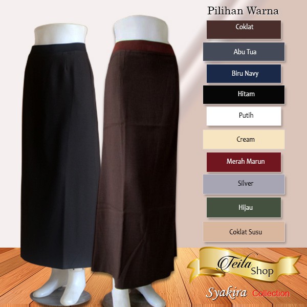 Rok Panjang 5L, Rok Wanita JUMBO Model A-line Pinggang Karet Rok Muslimah Bigsize