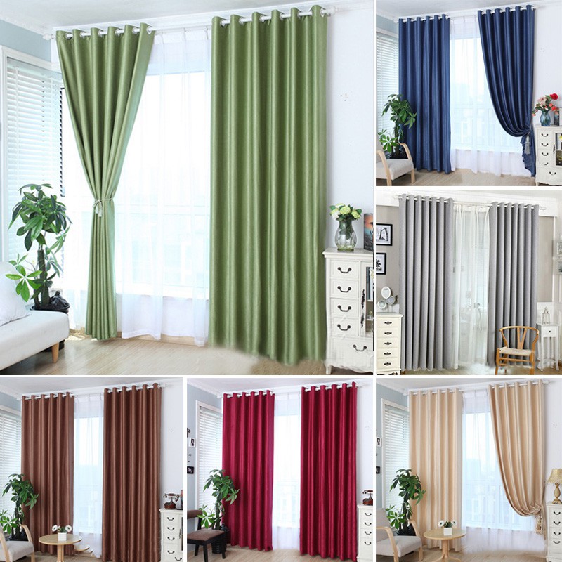 Cotton Linen Block Light Curtain Bedroom Door Window Drape Wall