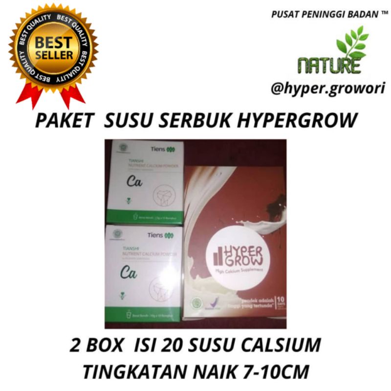 

PENINGGI BADAN / HYPERGROW / PAKET SUSU SERBUK NAIK TINGGI 7-10CM / PENINGGI BADAN HERBAL HALAL AMAN BPOM / PENINGGI BEST SELLER