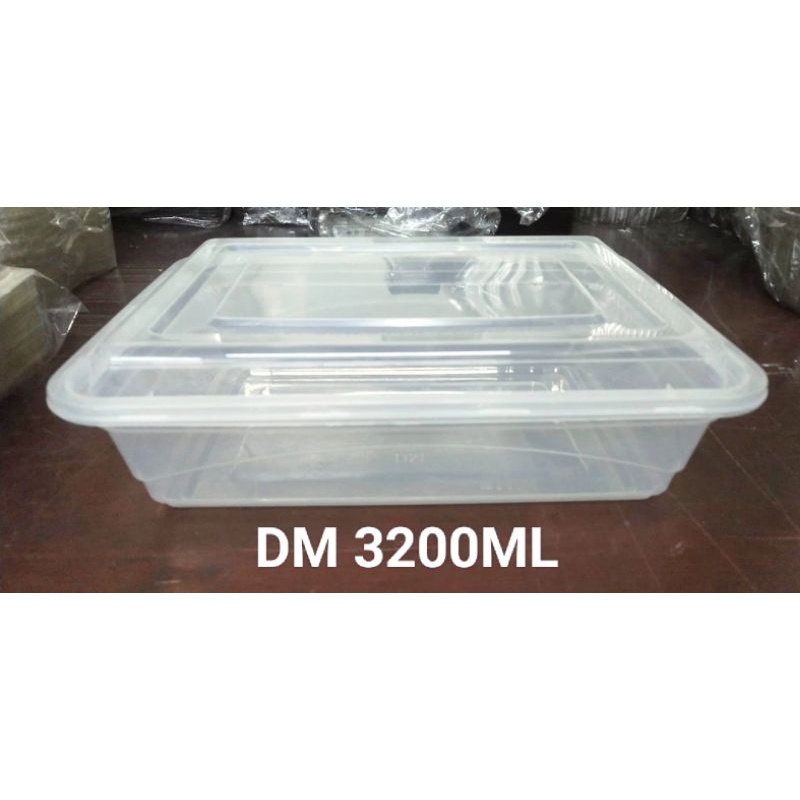 Kotak Thinwall Plastik DM 3200Ml Isi 10PCS Alas dan Tutup