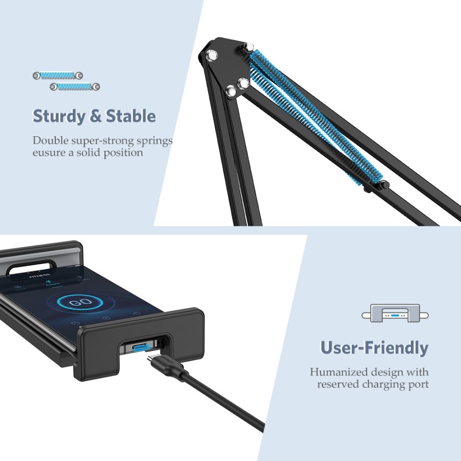 UGREEN 50394 Adjustable Holder Lazy Mount Long Arm Phone Lazypod Stand Jepit Tablet iPhone iPad