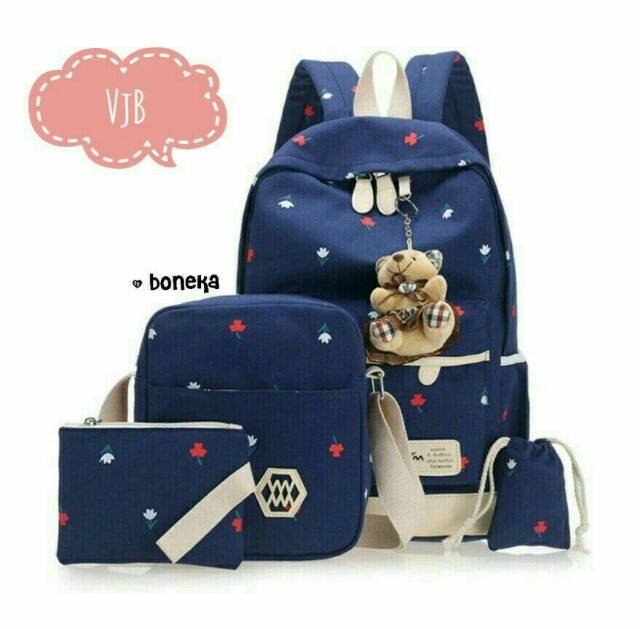 WAISTBAGS {{BISA COD}}TAS RANSEL ANAK SEKOLAH SD 3 SET BUNGA TULIP