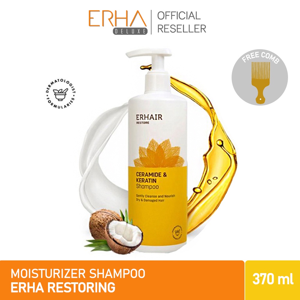 ERHAIR Shampoo Rambut Kering &amp; Rusak ERHA Restore 370 ml Ceramide &amp; Keratin Shampoo