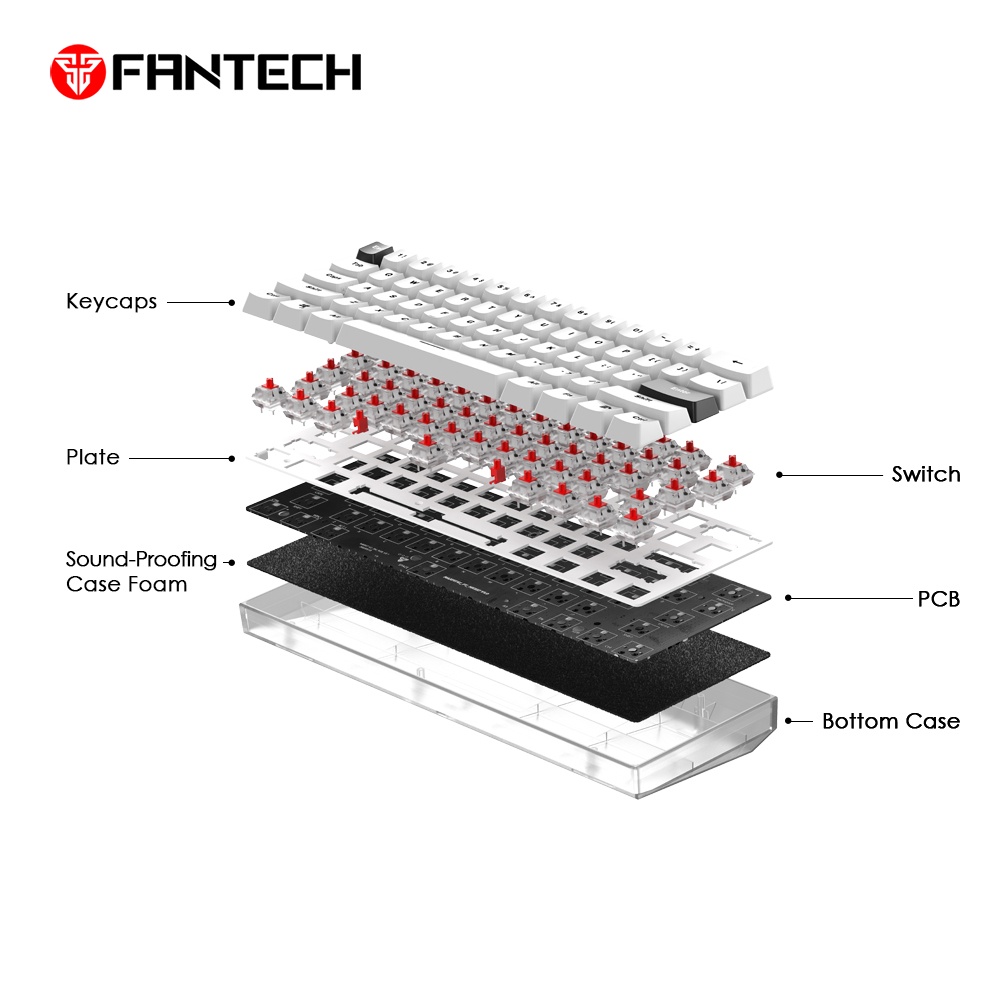 Keyboard Gaming Wireless Mechanical RGB Hotswap Fantech MAXFIT61 FROST Wireless MK857 FROST Wireless RGB Hotswapable Mechanical Gaming Keyboard