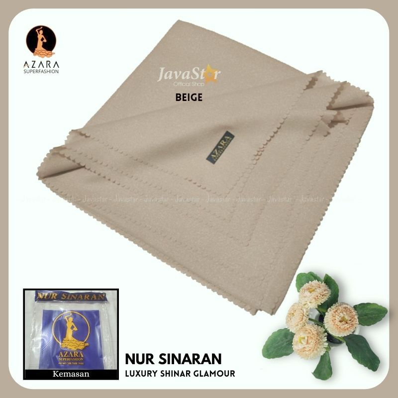 (GROSIR COD) Jilbab Azara luxury NUR sinar glamour Laser Cut kerudung hijab segiempat glowing-Beige