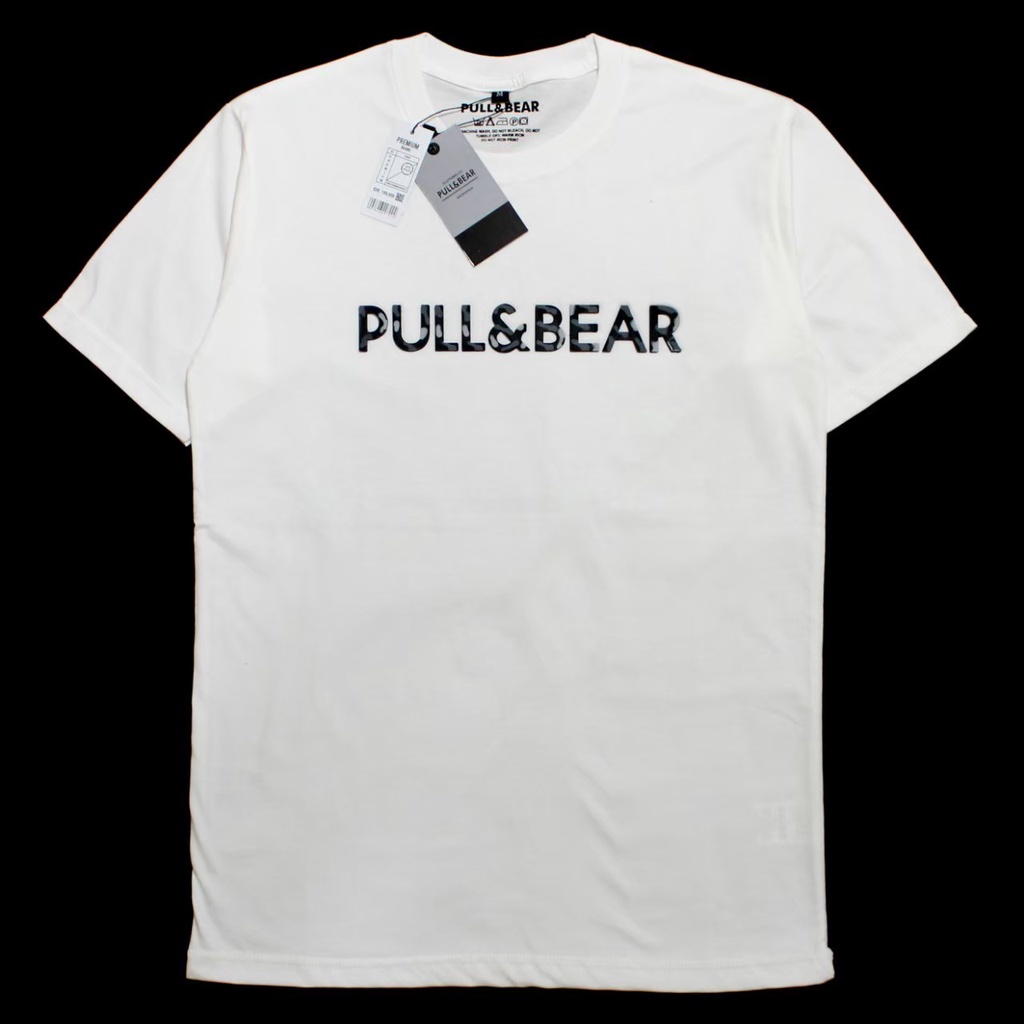 Free Paper Bag T-Shirt Kaos Pull &amp; Bear Flocking Full Lebel dan Hantag // Atasan Kaos Pull and Bear Premium Quality