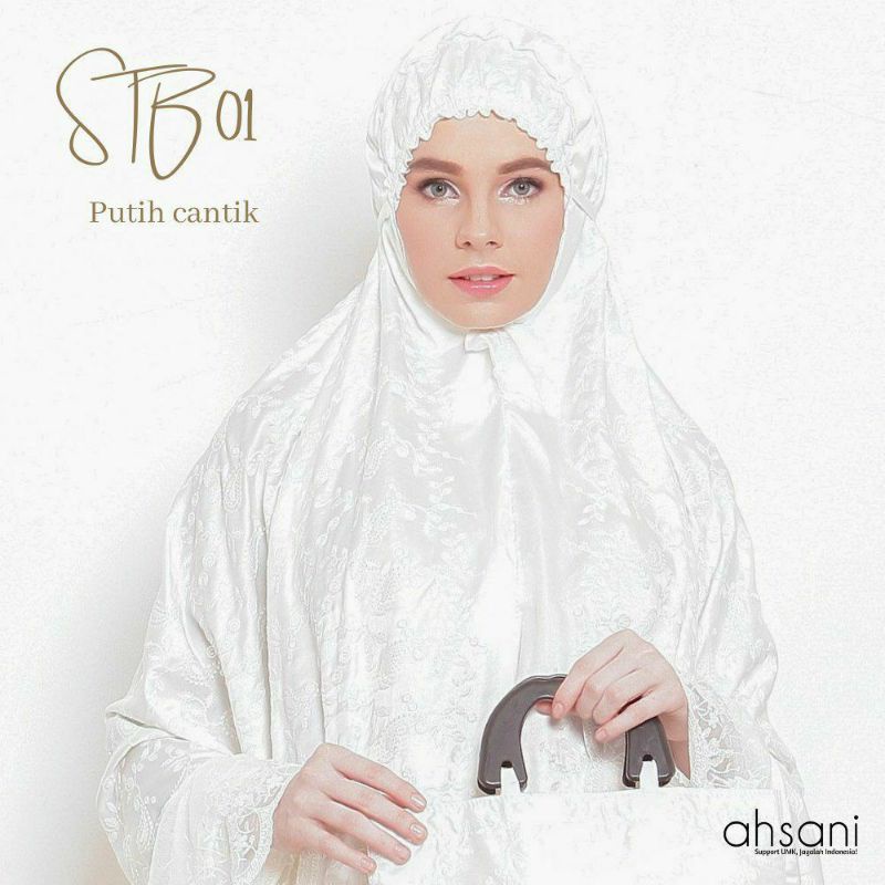 Mukena Bordir Sutra Mewah tipe STB 01 by Ahsani Adem Lembut Cantik