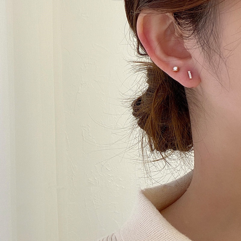 Roselife 5 Pcs S925 Chic Pearl Crystal Small Stud Earrings Set for Women Girls Fashion Ear Jewely