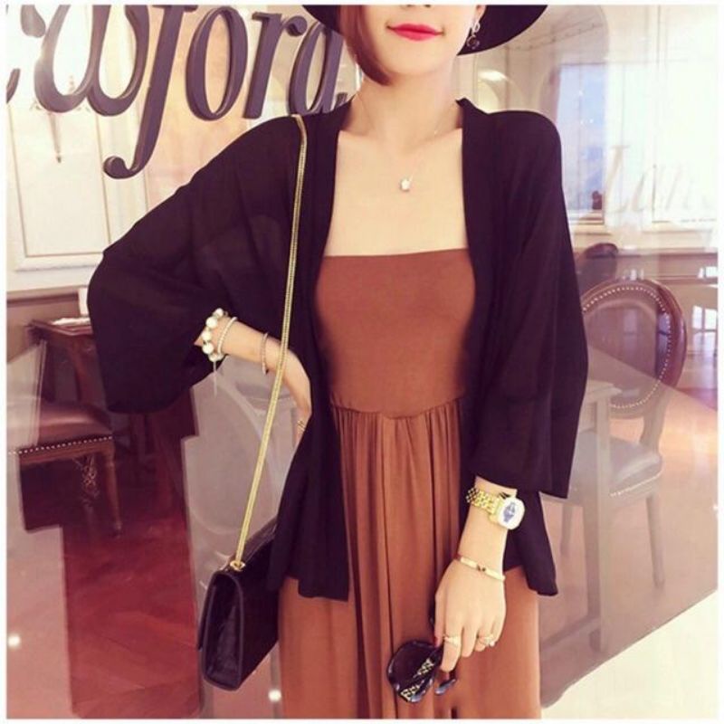 Cardigan Korea Crinckle Outer Basic Baju Luaran