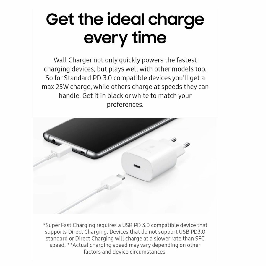 Original Samsung 25W PD Adapter USB C/ 25W Adapter Super Fast Charging