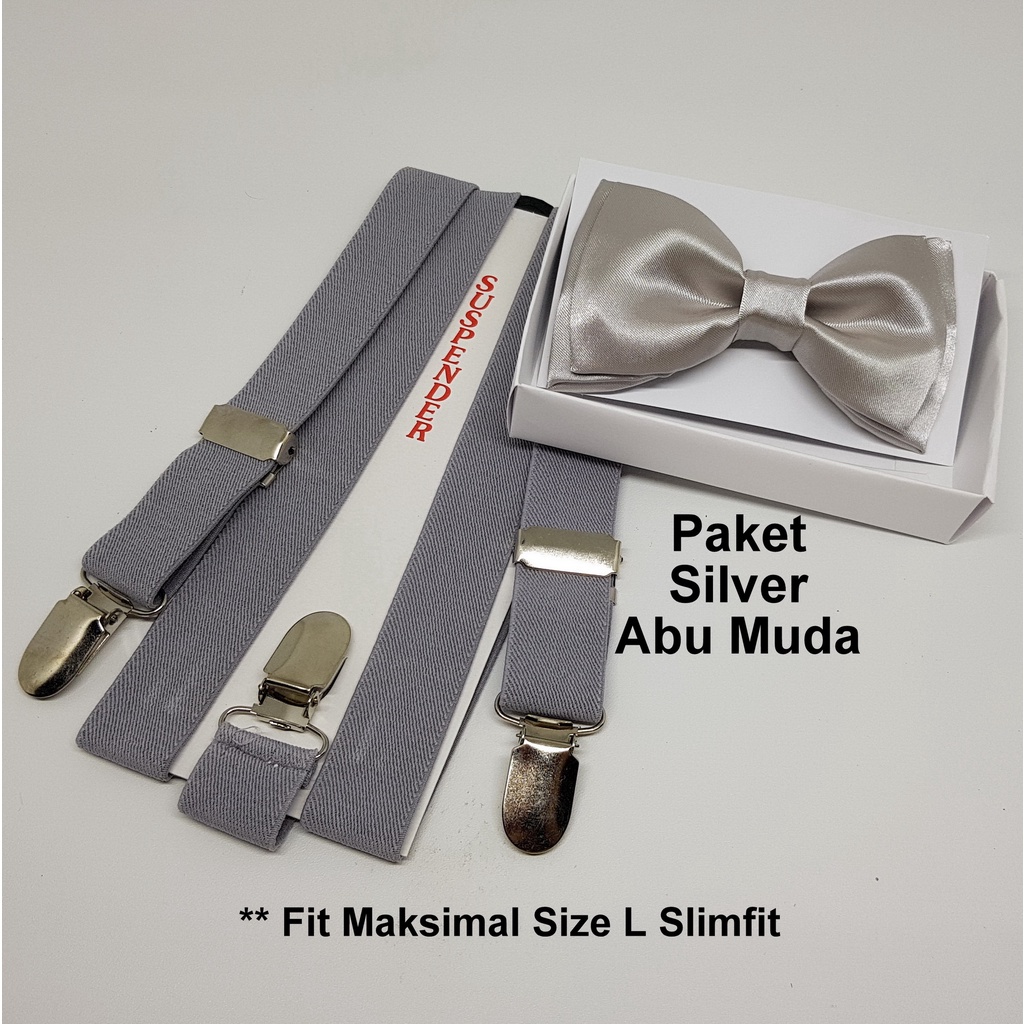 Paket Suspender dan Dasi Kupu Kupu Polos- Untuk Anak dan Dewasa
