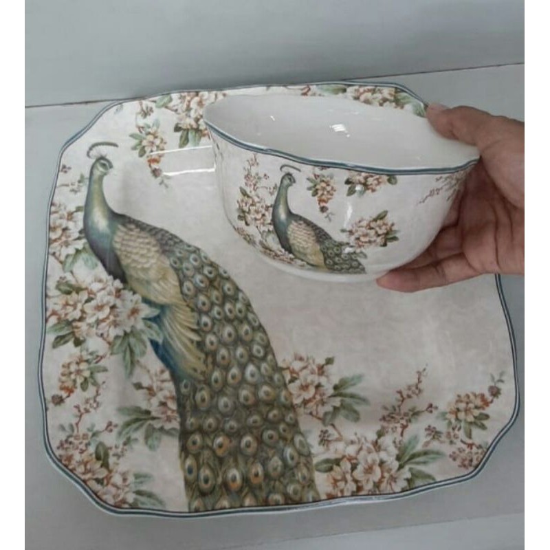 MERAK SET PIRING SAJI MANGKOK SAJI KERAMIK SANGO CANTIK HIAS TABLEWARE