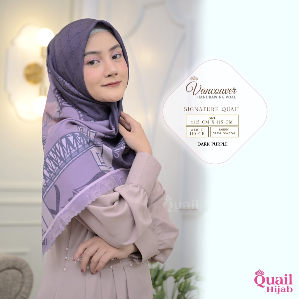 VANCOUVER VOAL Square Signature Quail Hijab Ori Murah