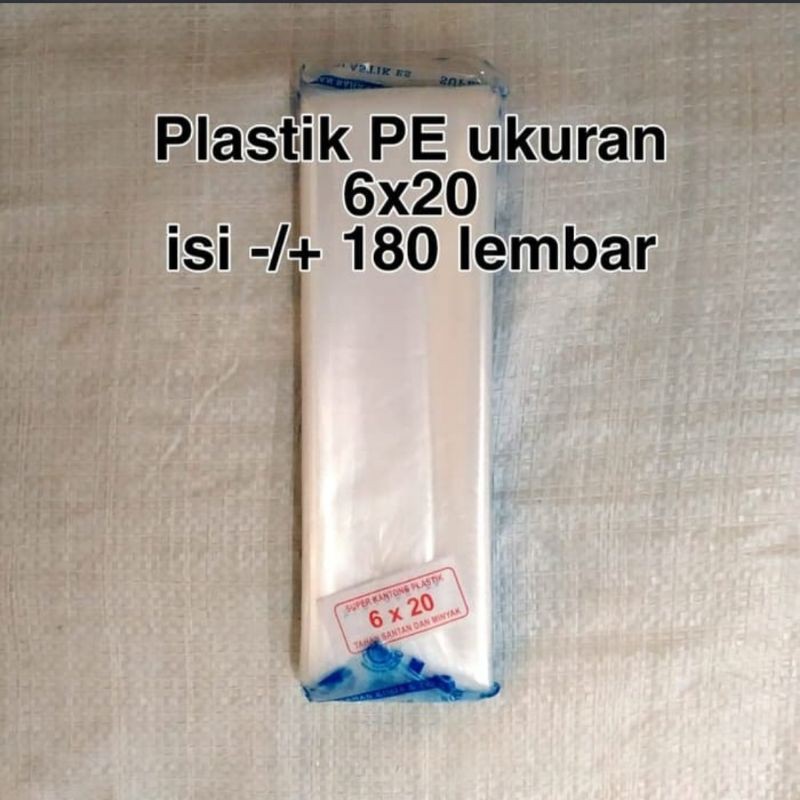 plastik es uk 6x20  plastik pe  kantong plastik