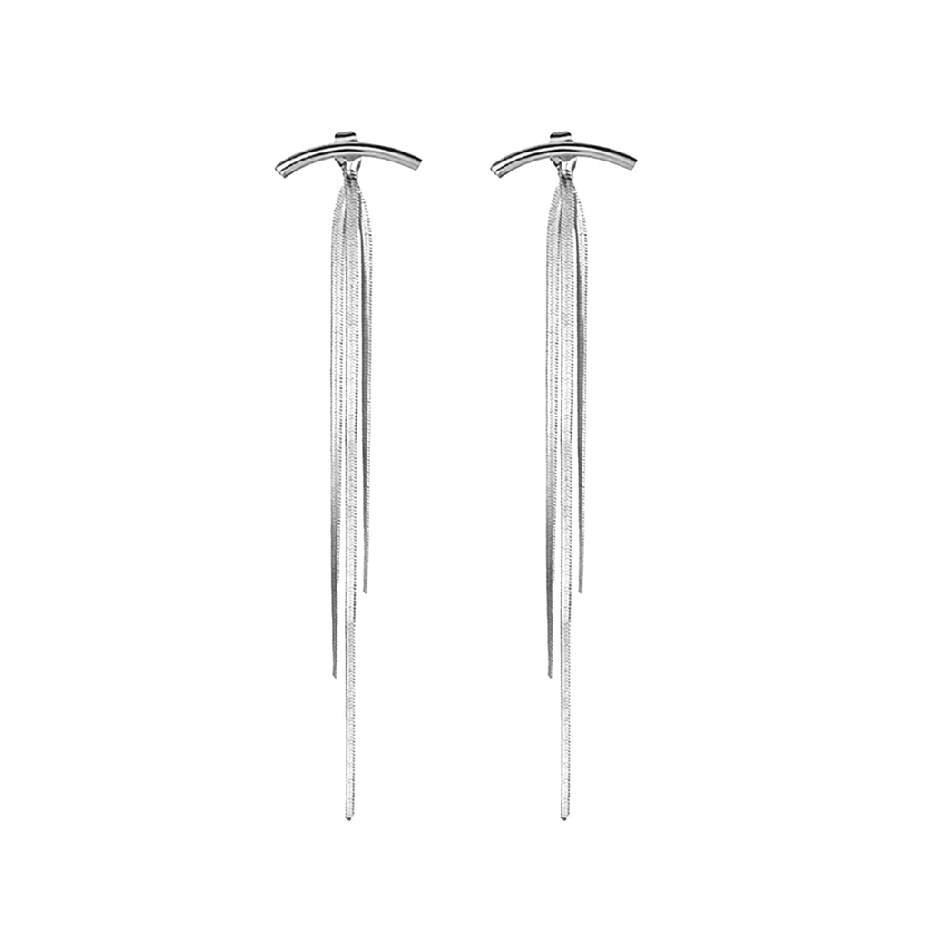 Hu Hu Hu Hu Hu Alat Bantu Pasang Kacamata♡ 1 Pasang Anting Tusuk Gantung Bahan Metal Desain Rumbai Panjang Untuk Wanita