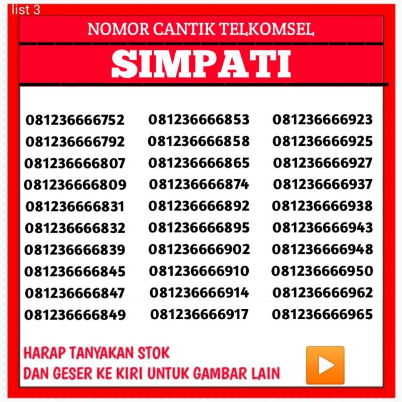 NOMOR CANTIK TELKOMSEL 4G LTE,KARTU PERDANA SIMPATI & NOMER CANTIK SIMPATI SERI KWARTED RAPI