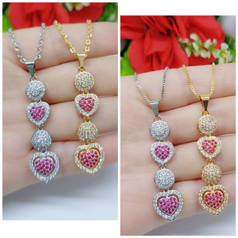 Set Kalung+Liontin Xuping full Permata Lapis emas 18k