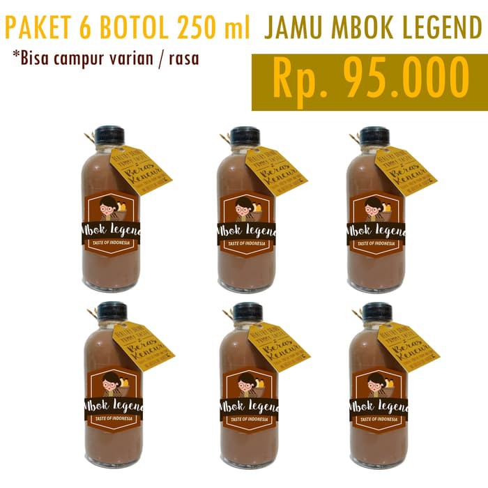 

PAKET 6 Botol Kaca 250 ml Jamu Mbok Legend - ju1437