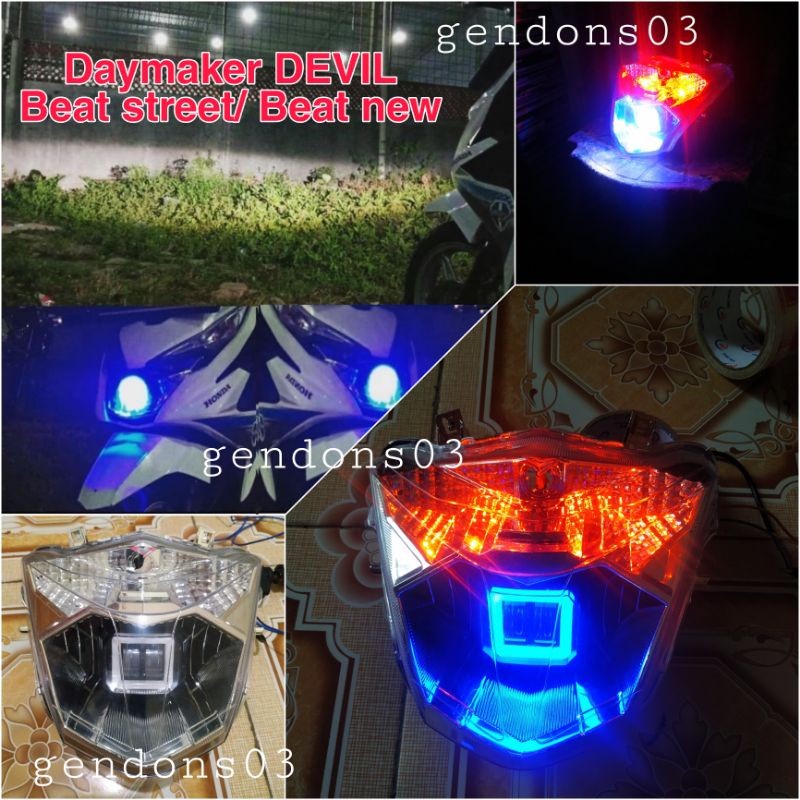 Paket Reflektor Lampu DEVIL Daymaker Honda Beat Street/Beat new 2017-2019 PNP