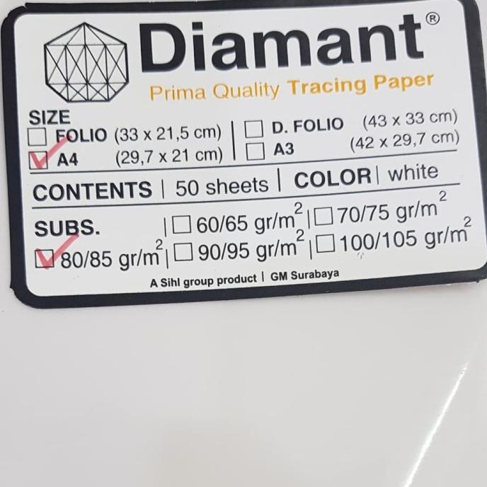 

Kertas Kalkir A4 Tracing Paper Diamant 80 Gr Isi 50 Lembar Star Seller Termurah