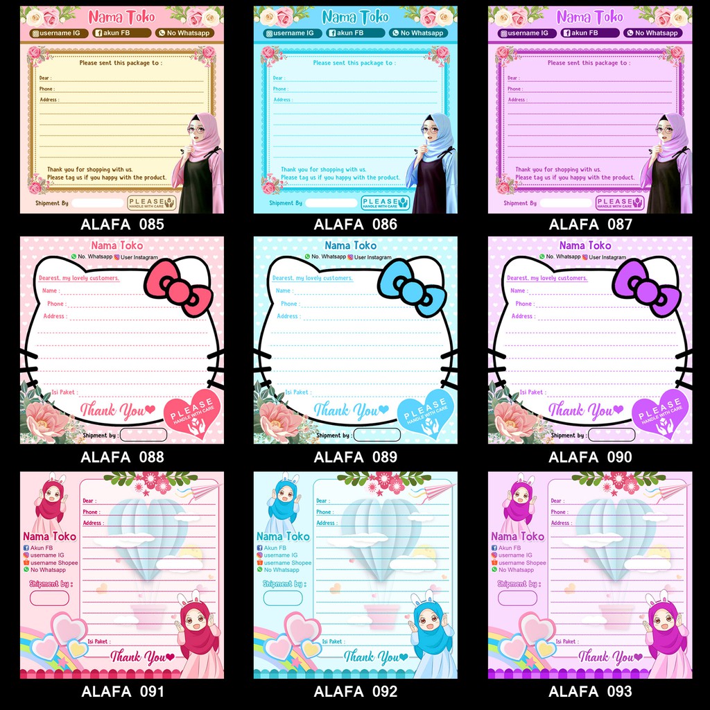 

Alafaproject 085-093 Stiker Pengiriman Custom - Shipping Stiker - Label Stiker - Label Pengiriman - Stiker Olshop Custom