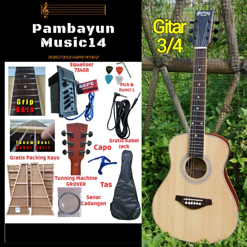 GITAR 3/4 MARTIN &amp; CO. CUSTOM GRATIS PACKING KAYU