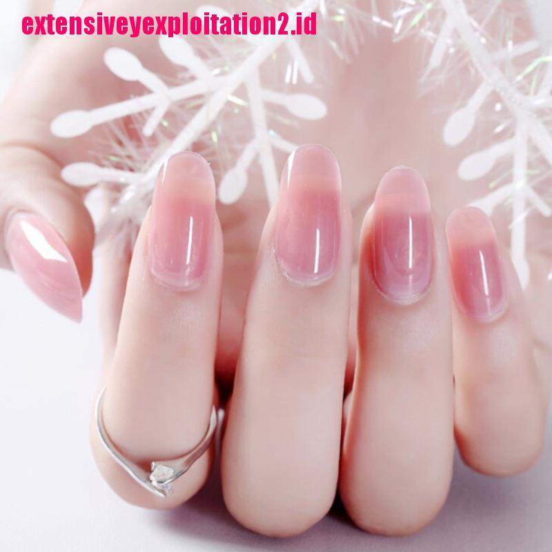 &lt; E2id &amp; &gt; 24pcs / Set Kuku Palsu Akrilik UV Gel Full Cover Warna Pink