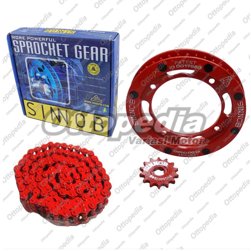Chain Kit Gear Gir Set Rantai Rante Motor Sinnob KLX 150 Colour Chain Merah