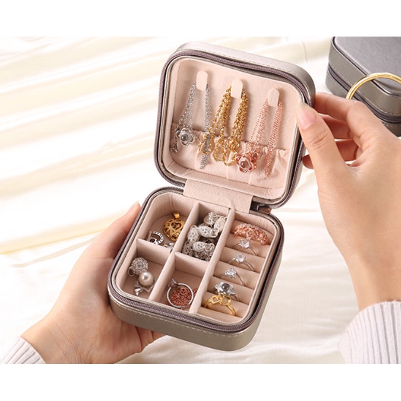 Kotak Perhiasan MINI 011 Portabel Tempat Penyimpanan Kalung Cincin Aksesoris Travel Jewelry Organizer  Box Korea Fashion