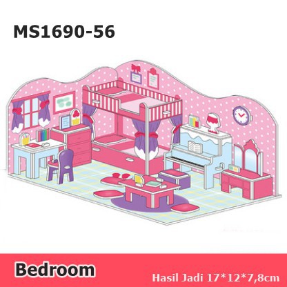 Mini Puzzle 3D | Bedroom | Puzzle Ruang - 1690-56 - Pazel Ruang Tidur