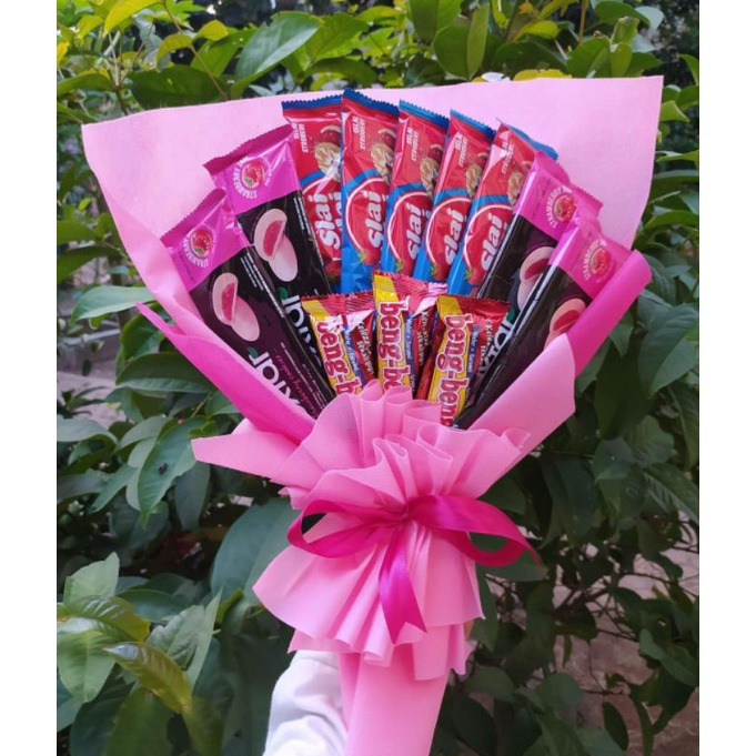 (S) Buket Snack PINK NEXTAR/paket/bingkisan Snack Ulang Tahun/Ultah/ Wisuda/Kado/Hadiah