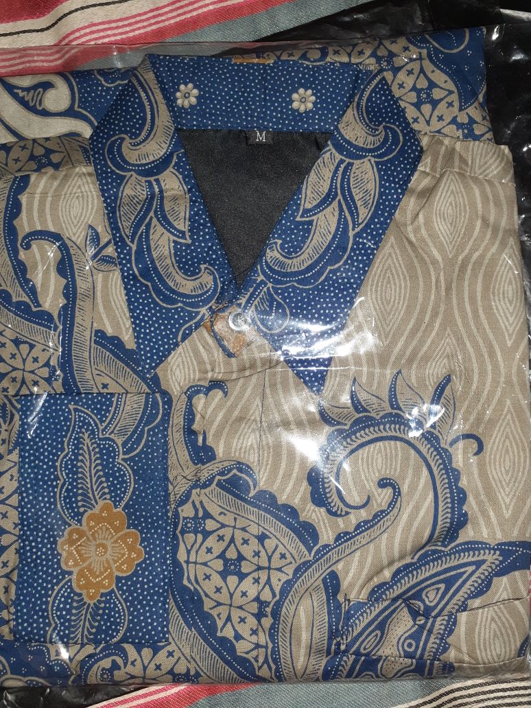 Bimasena Biru Kemeja Batik Pria Full Furing Bahan Katun Halus Sragenan