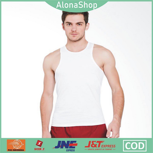 SINGLET KAOS DALAM PRIA PUTIH POLOS DALAMAN SIZE 34 36 38 40 MEREK SWAN