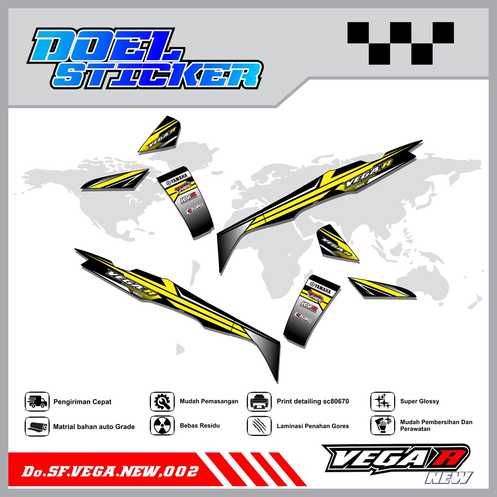 Sticker Striping Vega R New List Variasi Hologram , Crome Doel 002