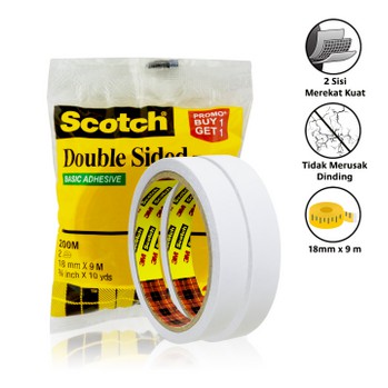 

3M Scotch Double Tape Perekat Serbaguna - 1 Pack isi 2 Rol 18 mm x 9 m