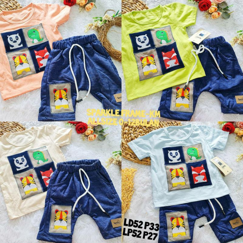 sparkle frame setelan anak laki baju anak