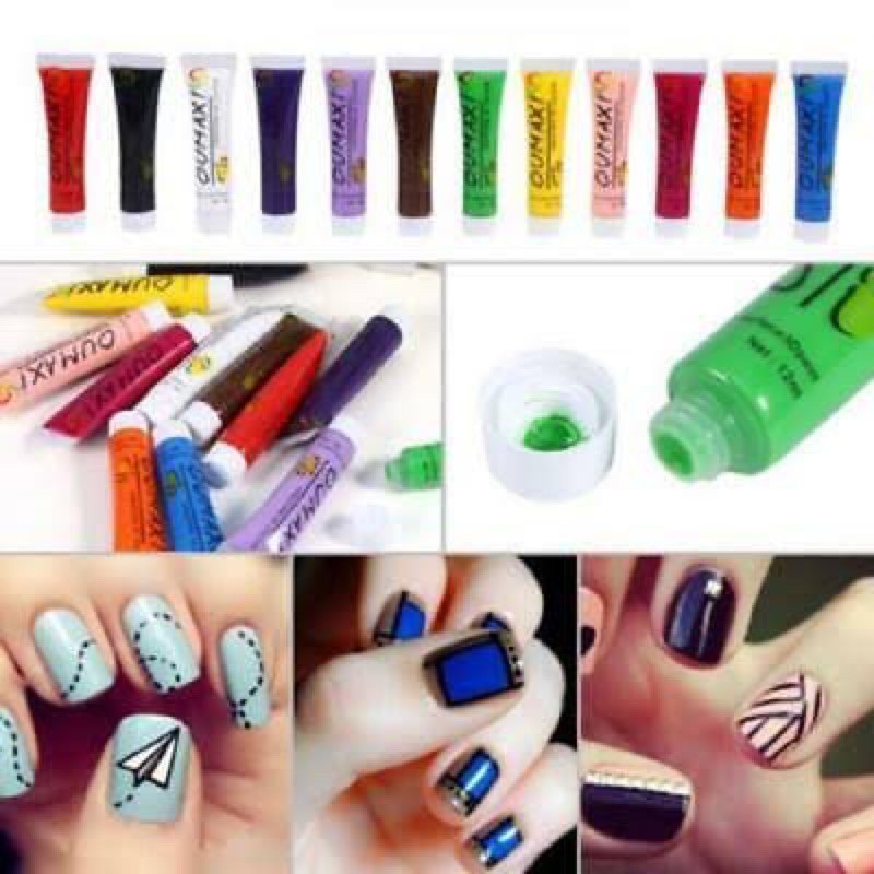 Acrylic painting nail oumaxi cat akrilik 12 warna nail paint acrylic water color