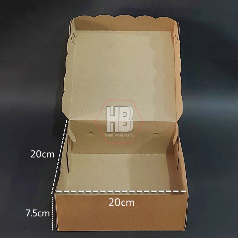 

[10 Pcs] SNACK BOX KRAFT 20x20 / DUS KOTAK KUE / KOTAK NASI CATERING COKLAT 310 GSM