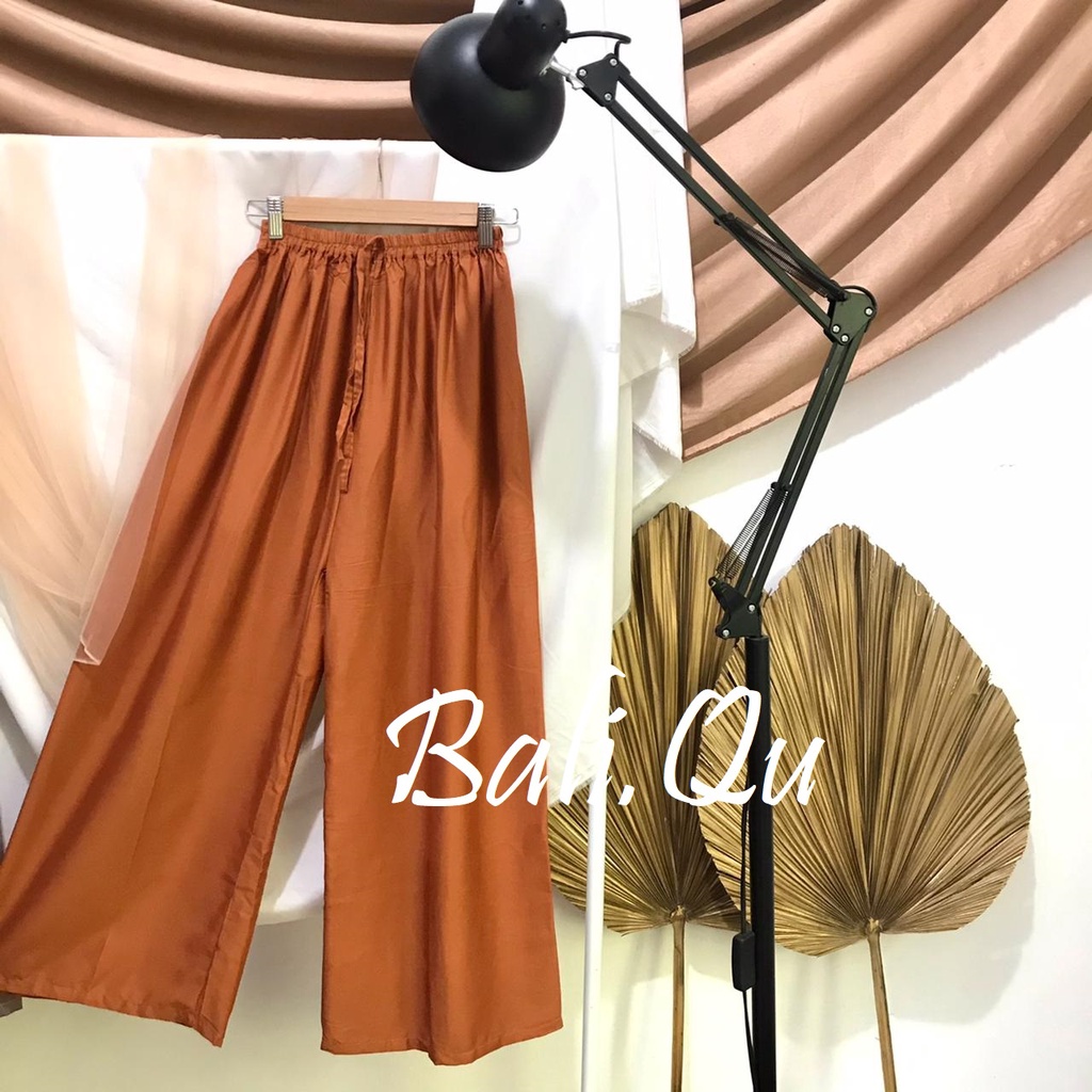 Celana Kulot Panjang Polos Jumbo Bali Qu-BRONZE