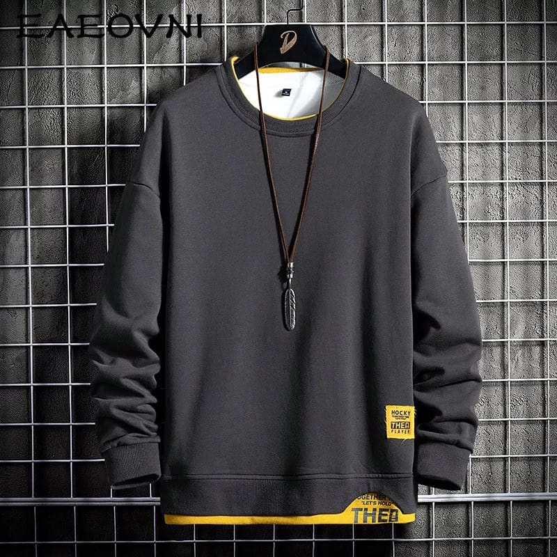 Sweater Crewneck Pria - THEO BASIC - Sweatershirt oblong bahan flece