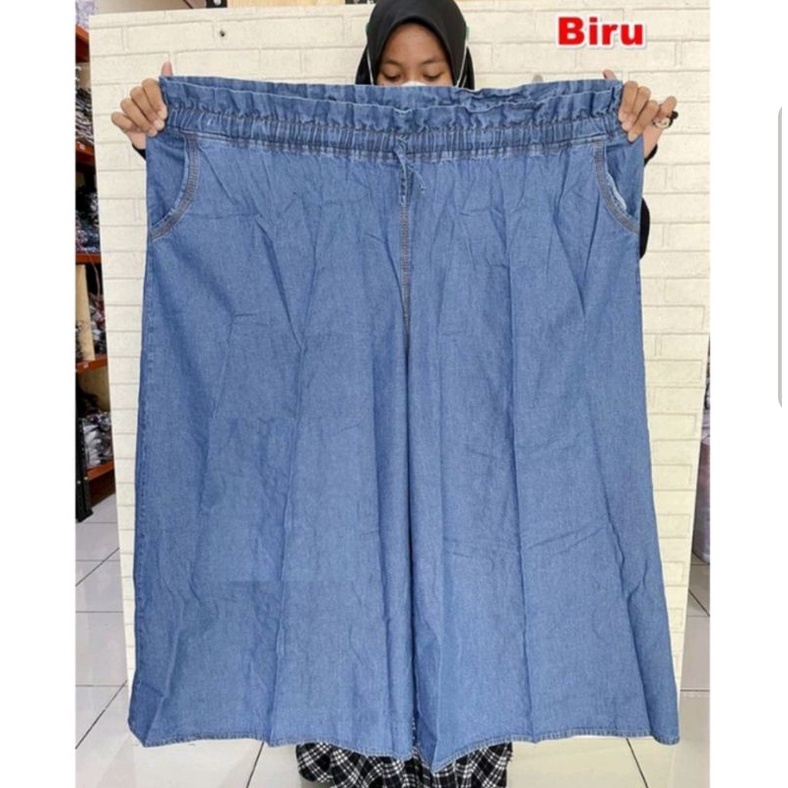 Kulot Jeans Premium Super Jumbo Fit To XXXL Max Bb 120 Kg / Celana Kulot Jeans Big Size Premium