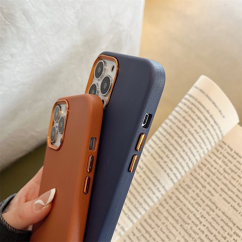 Leather Case Square EDGE Iphone 14 Promax 14 Pro 14 Max Plus 13 Promax 13 Pro Chrome Camera High Copy Quality Case Leather