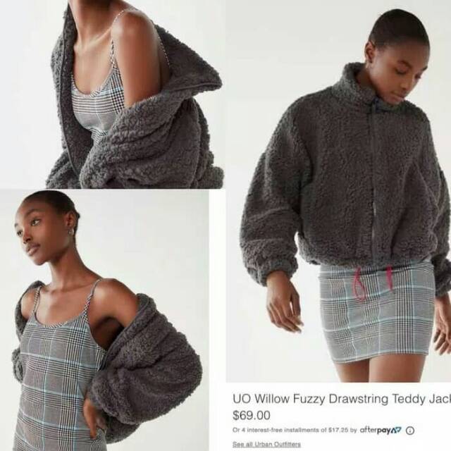jaket bulu fuzzy grey urban
