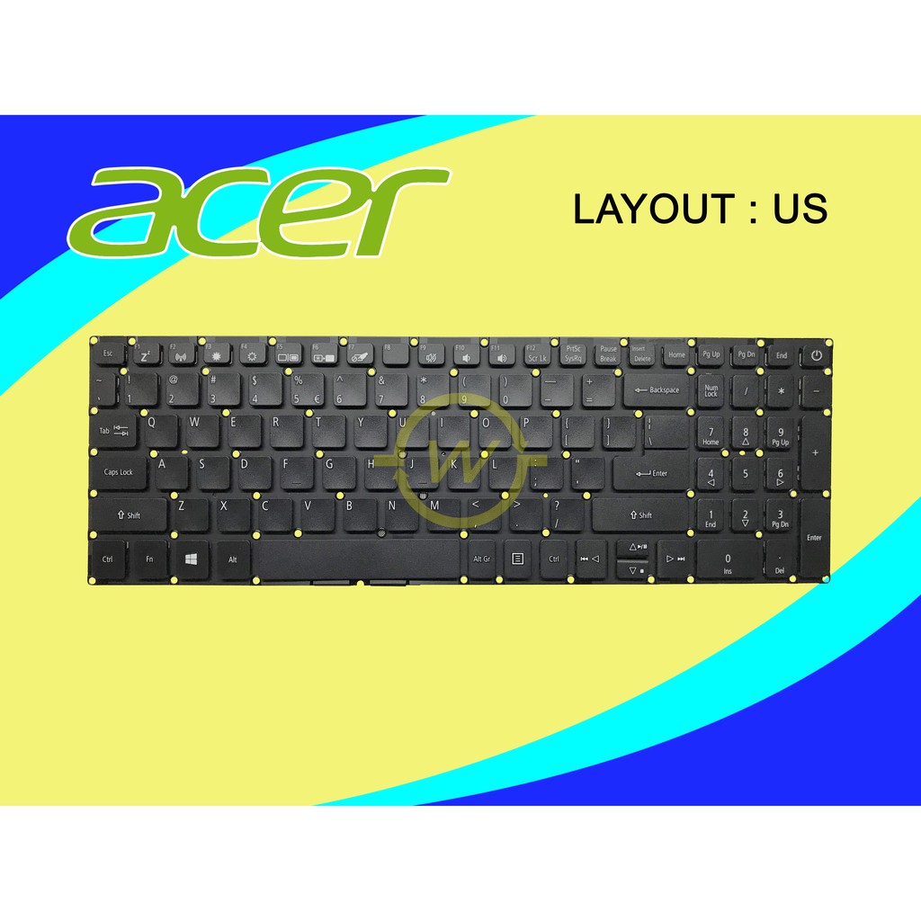 Keyboard Acer Aspire 3 A315-41 A315 A315-21 A315-42 Series For Ryzen Tombol FN Kecil Hitam