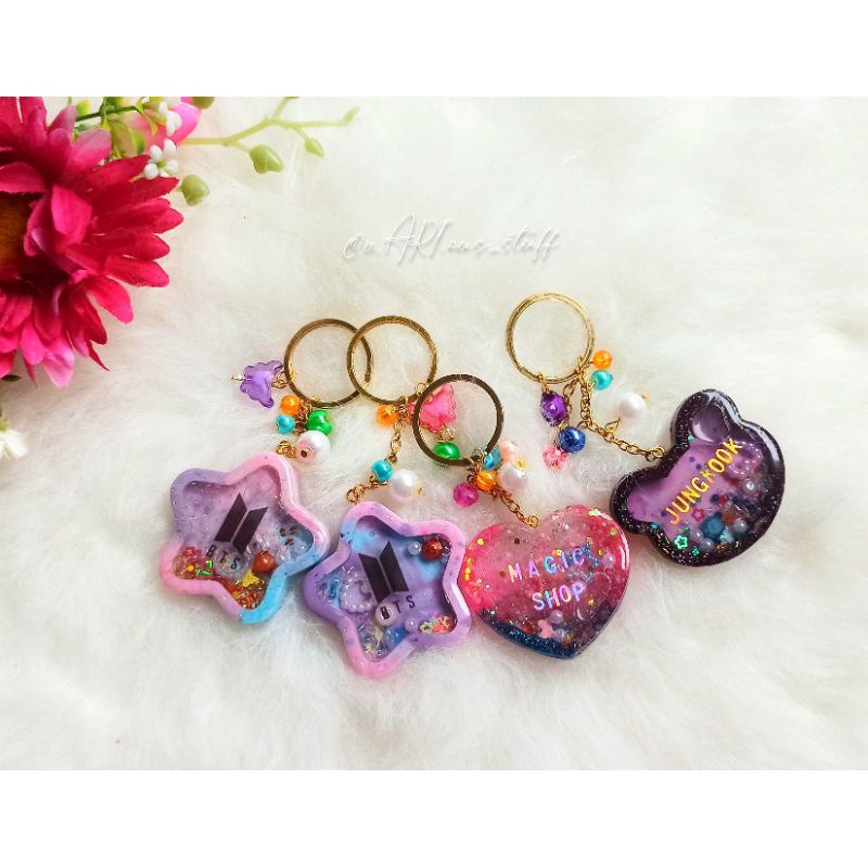 BTS EXO NCT SUPER JUNIOR Resin Shaker Keychain / Gantungan kunci Kpop