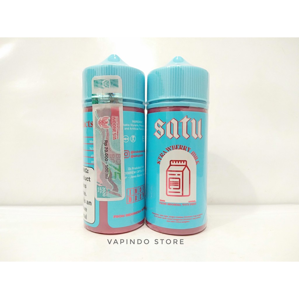 NIC 6MG SATU STRAWBERRY MILK 100ML BY INDOBREW PREMIUM E LIQUID VAPE