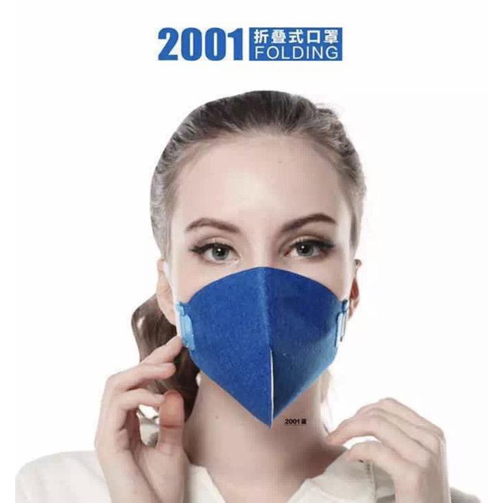 TERMURAH Masker N95 FFP2. Type: 2001. Merk CM Made in China. Warna biru.