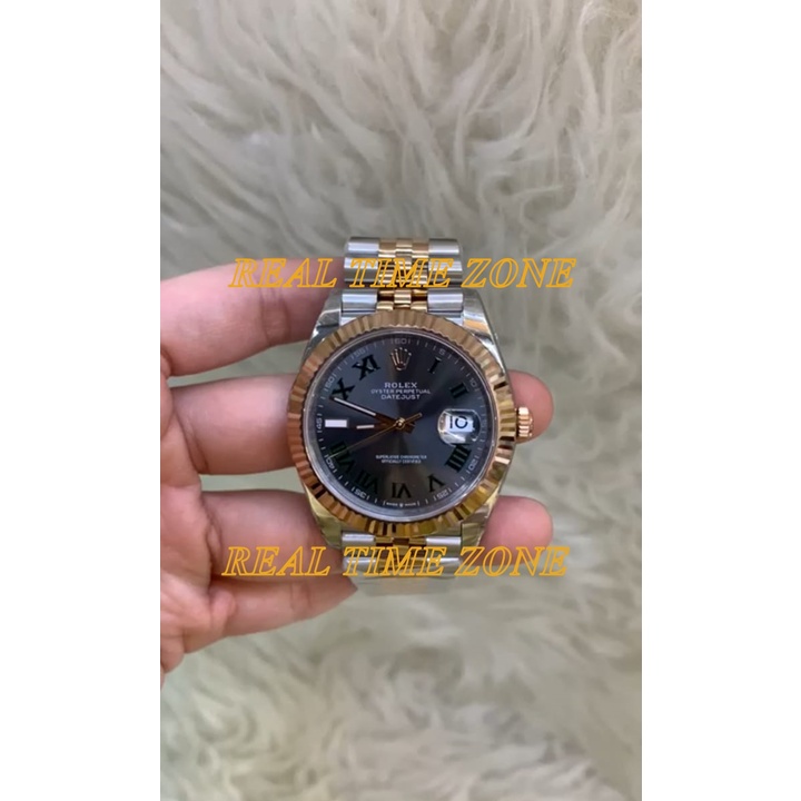 Flash Sale Jam Tangan Pria Rolex Datejust Green Roman Numeral Aka Wimbledon Number Ring 41mm Garansi