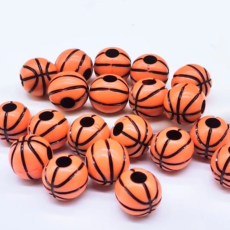 20pcs Manik-Manik Bola Basket / Sepak Bentuk Bulat Untuk Membuat Perhiasan Diy