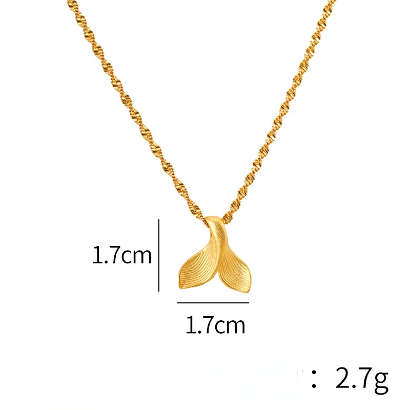 Kalung Dengan Liontin Bentuk Ekor Ikan Lapis Emas Asli Kadar 375 Gaya Klasik Untuk Wanita